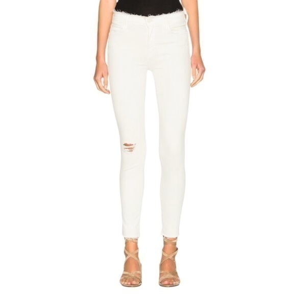 Mother Denim Women’s Size 26 Warm Ivory Double Fray Charmer Skinny Jeans - Picture 1 of 9